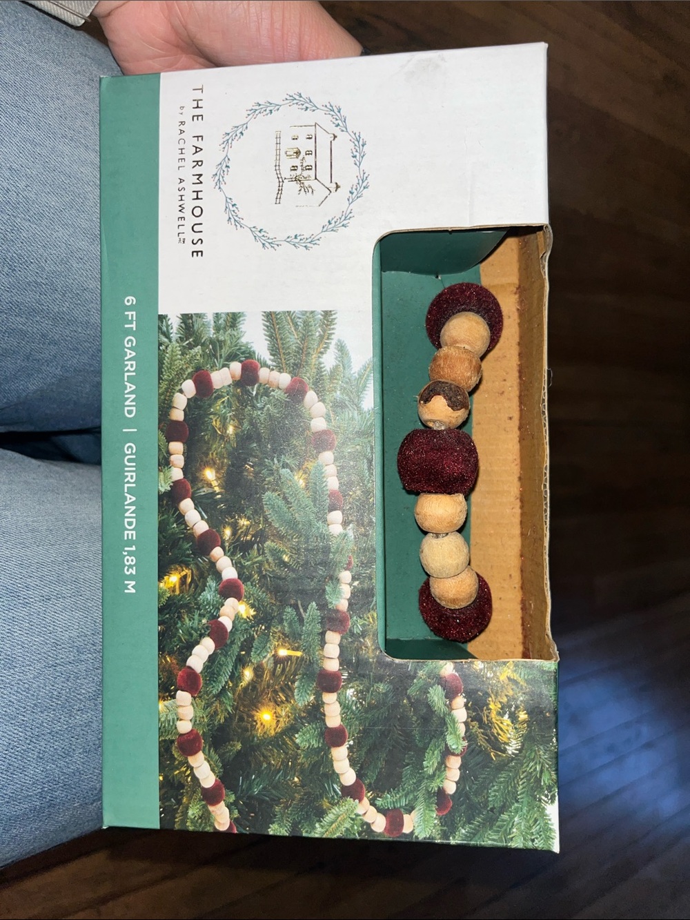 Burgundy and Cream Felt Ball Garland